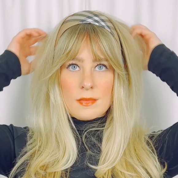 Vintage Plaid Check Headband in Brown Red White and Black Sparkle Fabric - Picture 1 of 9